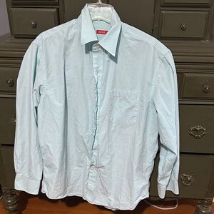 IZOD Men's Striped Aqua Button Down Shirt